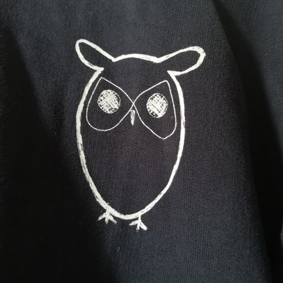 Black Hoodie zip up with Owl design Organic cotton - Picture 3 of 5